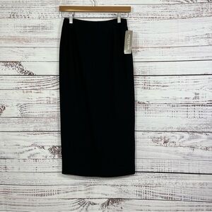 Jones New York Black Straight Lined Midi Formal Skirt